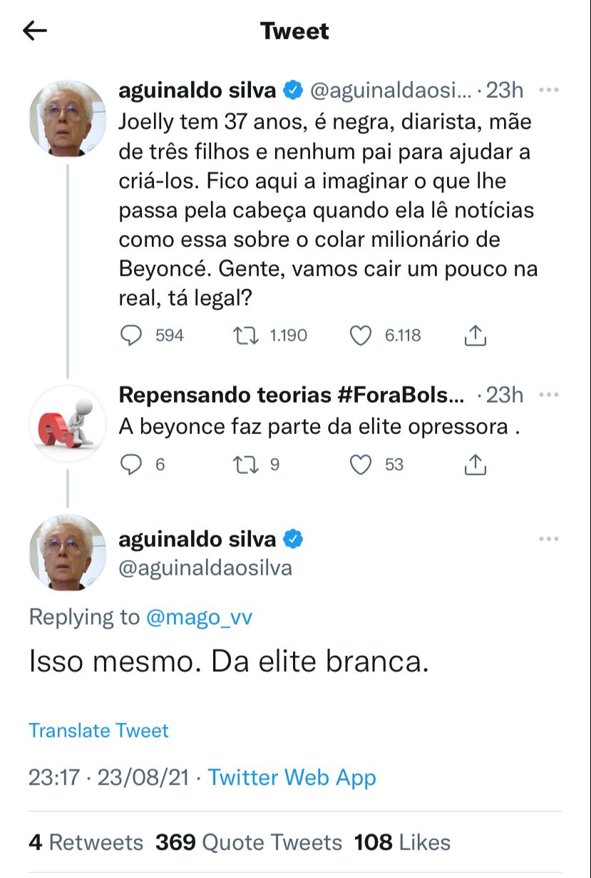 Aguinaldo Silva Beyoncé Jéssica Ellen Rafael Zulu